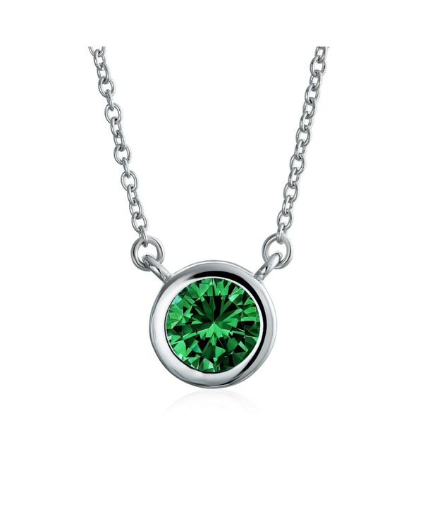 ブリング レディース アクセサリー ネックレス・チョーカー・ペンダントトップ レース Bling Jewelry Classicubic Zirconia 2CT Round CZ Bezel Set Pendant Necklace Sterlingreen グリーン