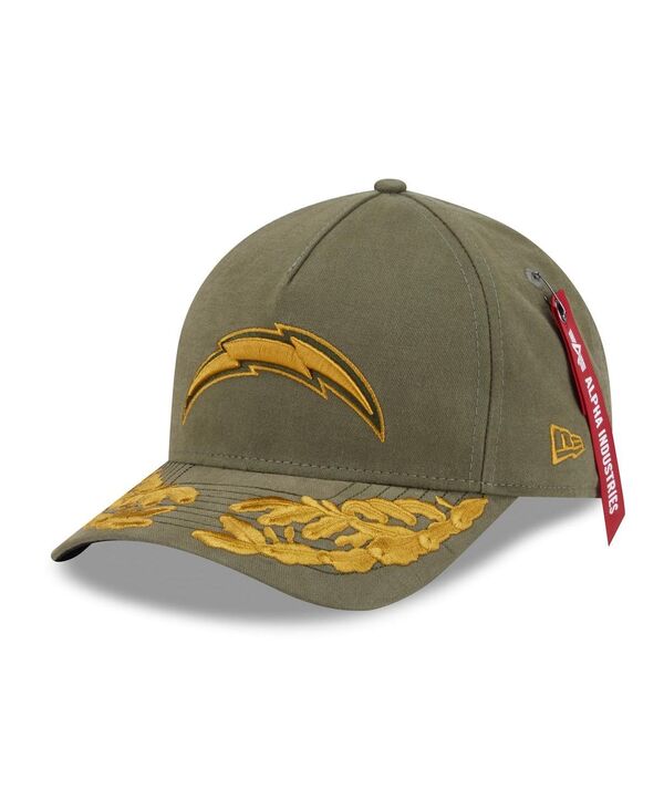 ニューエラ メンズ アクセサリー 帽子 New Era x Alpha Men's Industries Olive Los Angeles Chargers A-Frame 9FORTY Adjustable Hat Olive オリーブ