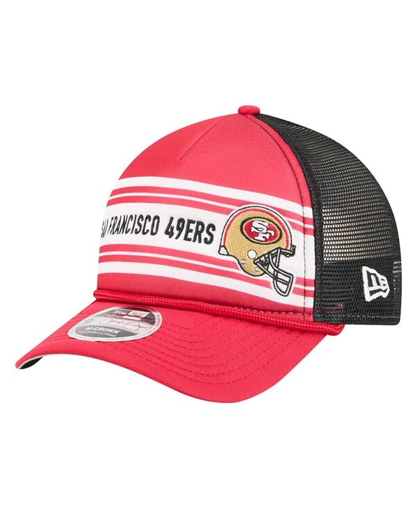 ニューエラ メンズ アクセサリー 帽子 New Era Men's Red San Francisco 49ers Linear A-Frame 9FORTY Adjustable Hat Red レッド