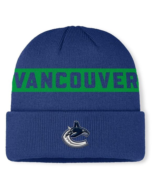 ファナティクス メンズ アクセサリー 帽子 ニット Fanatics Men's Blue Vancouver Canucks Authentic Pro Rink Cuffed Knit Hat Blue ブルー|ReVida 店