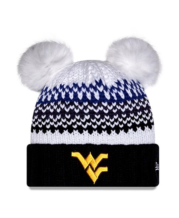ニューエラ レディース アクセサリー 帽子 プリント ニット New Era Women's Navy West Virginia Mountaineers Double Pom Print Cuffed Knit Hat Navy ネイビー