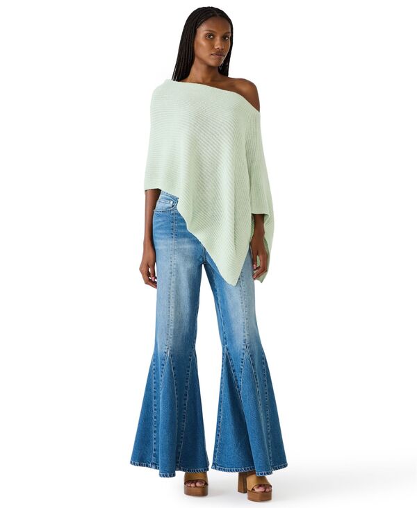 スティーブ マデン レディース アウター 編み物・プルオーバー 非相称 Steve Madden Women\u0027s Channing Asymmetrical Neck Poncho Sweater Celdadon トップス-セーター