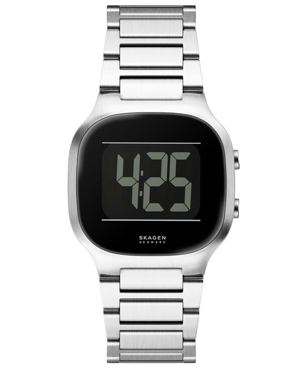 スカーゲン メンズ アクセサリー 腕時計 Tシャツ Skagen Men's Mellem Digitalcd Silver Stainlessteel Watch 38mm Silver シルバー