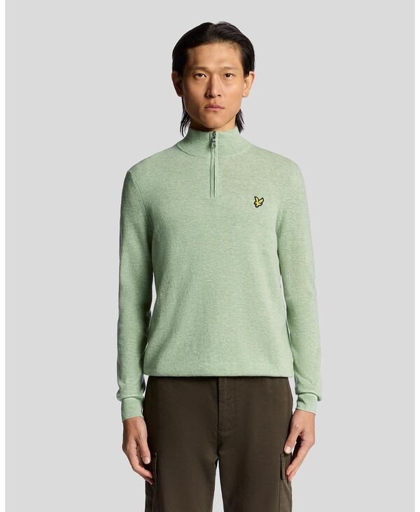 ライルアンドスコット メンズ アウター ニット・セーター ハーフジップ ウール Lyle & Scott Men's Lambswool Blend Quarter Zip Sweater Cold mint marl マール