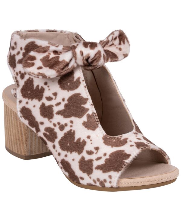 ジーシーシューズ レディース サンダル ヒール GC Shoes Women's Kimora Knot Detail Block Heel Dressandals Cow Print