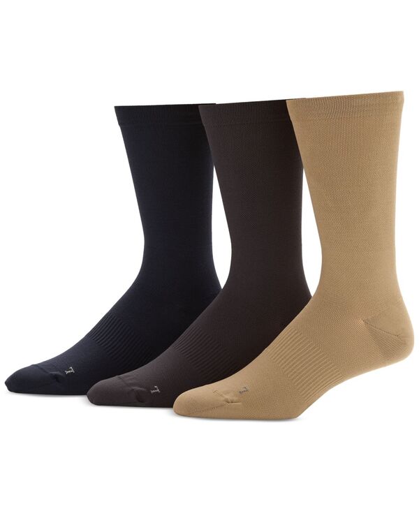 ペリーエリス メンズ アンダーウェア 靴下 Perry Ellis Portfolio Men's Pique Flat Socks 3-Pack Beige/Brown/Black ブラック
