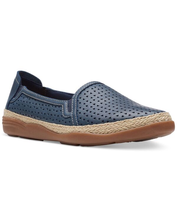 クラークス レディース シューズ パンプス レザー Clarkslip-On Espadrilleather Flats Navy Leather ネイビー