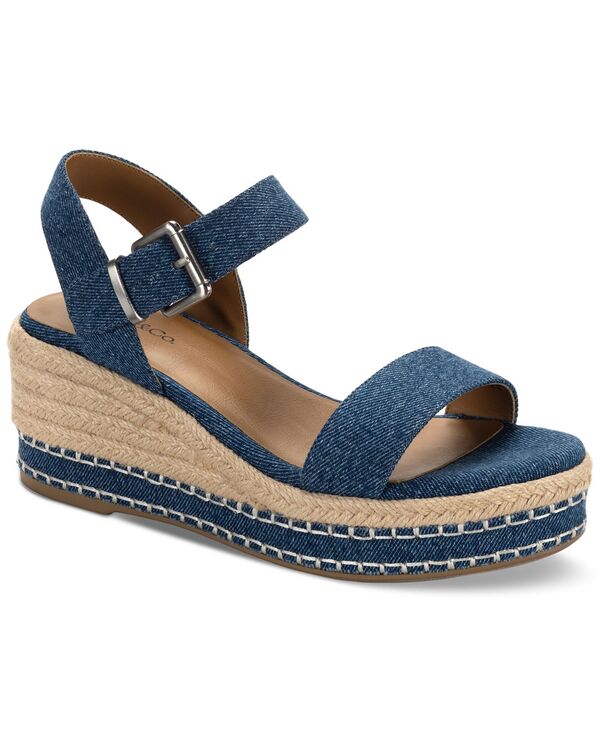 スタイルアンドコー レディース シューズ サンダル Style & Co Women's Hawkinns Cushioned Insole Wedge Sandals Lps Denim デニム