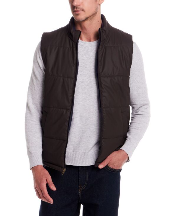 ウェザープルーフ メンズ トップス ベスト Weatherproof Vintage Men\'s Matte Zip Front Puffer Vest Chocolate Torte チョコレート