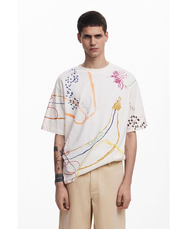 デジグアル メンズ トップス Tシャツ 半袖 Desigual Men'short-sleeve T-shirt with drawings Off white オフホワイト