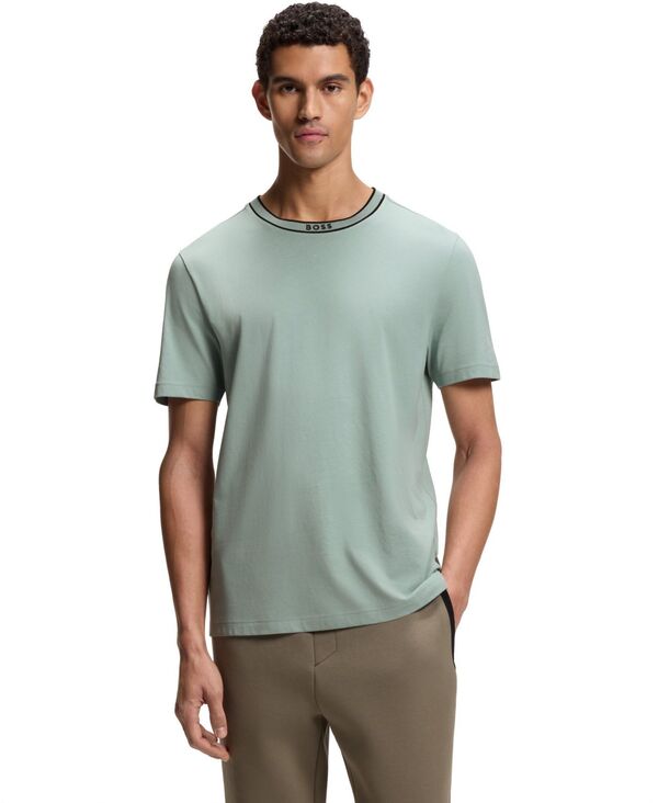 ヒューゴボス メンズ トップス Tシャツ クルーネック コットン ロゴ Hugo Boss Men's Cotton Logo Crew Neck T-Shirt Open Green グリーン