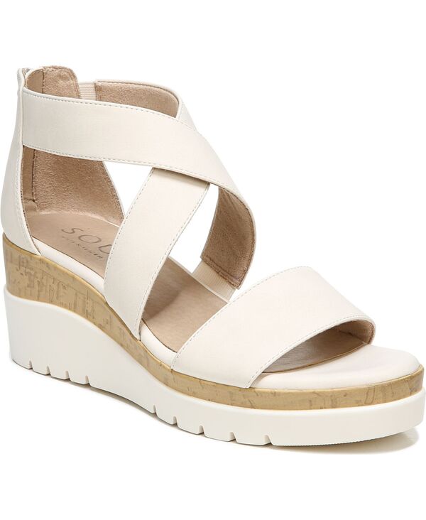 ソウルニュトライザー レディース シューズ サンダル アンクル Soul Naturalizer Women's Goodtimes Ankle Strap Wedge Sandals Porcelain Faux Leather