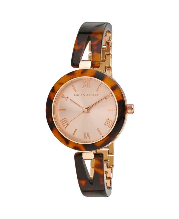 ローラアシュレイ レディース アクセサリー 腕時計 Laurashley Women's Resin Two-Tone Alloy Half Bangle Watch 36mm Brown ブラウン
