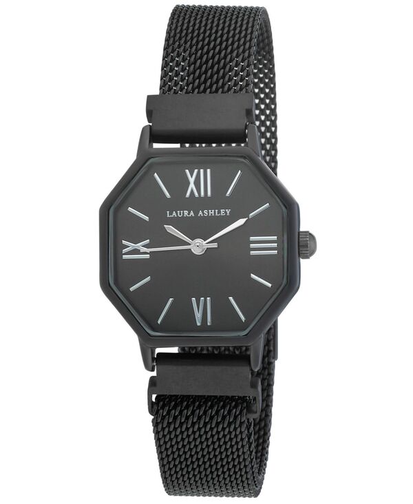 ローラアシュレイ レディース アクセサリー 腕時計 メッシュ Laurashley Women's Octagon Black Alloy Mesh Bracelet Watch 25mm Gun Metal ブラック