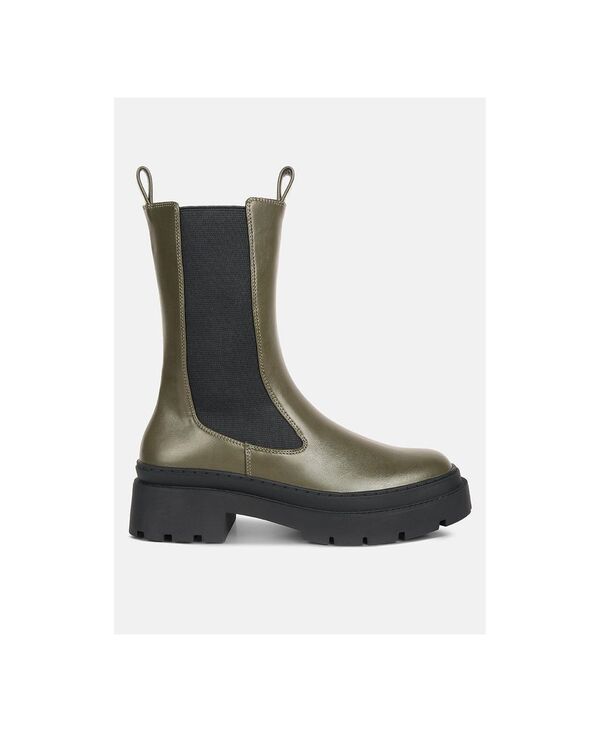 ロンドンラグ レディース シューズ ブーツ・レインブーツ London Rag Womens Jolt Elasticated Gussets Lug Sole Boots Olive オリーブ