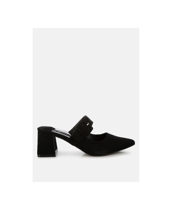 ロンドンラグ レディース シューズ サンダル London Rag Amapola Buckle Strap Detail Microfiber Mules Black ブラック