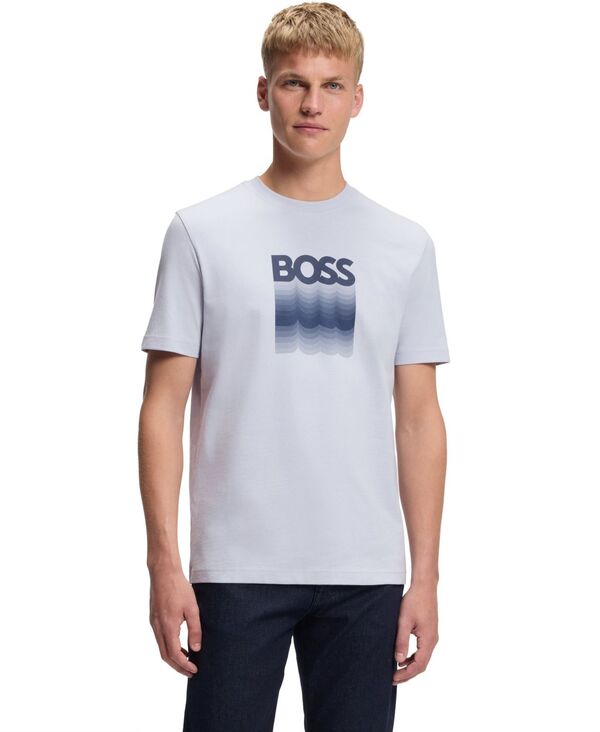 ヒューゴボス メンズ トップス Tシャツ プリント コットン ジャージー ロゴ Hugo Boss Men's Cotton-Jersey Logo Print-Shirt White ホワイト