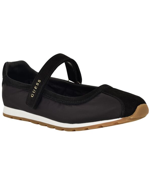 ゲス レディース シューズ スニーカー スエードクロス GUESS Womens Treece Suede Sporty Mary Jane Flat Sneakers Black Suede 黒いこと