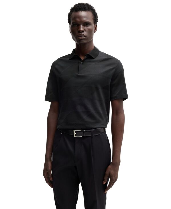 ヒューゴボス メンズ トップス Tシャツ ポロシャツ Hugo Boss Men's Jacquard Polo Black ブラック