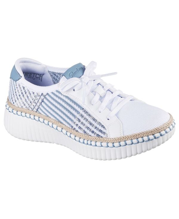 スケッチャーズ レディース シューズ スニーカー Skechers Women's Wilshire Blvd - Breezy Stroll Casual Sneakers from Finish Line White Blue ホワイト