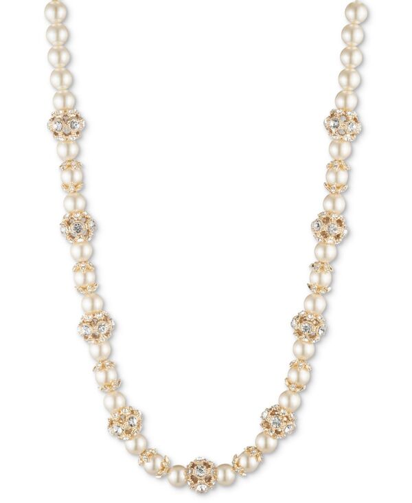 マルケッサ レディース アクセサリー ネックレス・チョーカー・ペンダントトップ レース Marchesa Gold-Tone Imitation Pearl & Crystal Button Stationecklace 16" + 3" extender Gold ゴールド|ReVida 店