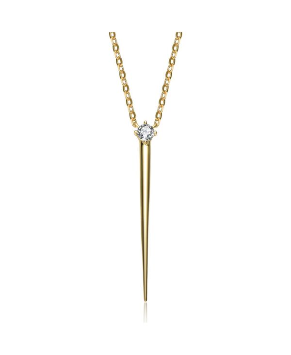 ジュネヴィヴェ レディース アクセサリー ネックレス・チョーカー・ペンダントトップ レース Genevive 14k Yellow Gold Plated with Green Cubic Zirconia Solitaire Spike Pendant Y-Necklace in Sterling Clear イエロー 21,815円