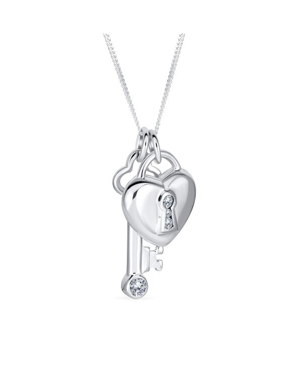 ブリング レディース アクセサリー ネックレス・チョーカー・ペンダントトップ レース Bling Jewelry Key to Her Heart Love Lock & Key Heart Charm Pendant Necklace .925 Sterling Silver シルバー