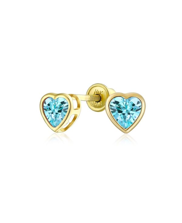 ブリング レディース アクセサリー ピアス・イヤリング ミニ Bling Jewelry Romantic Love Tiny Mini Cubic Zirconia Clear CZ Heart Stud Earrings 14K Yellow Aqua アクア