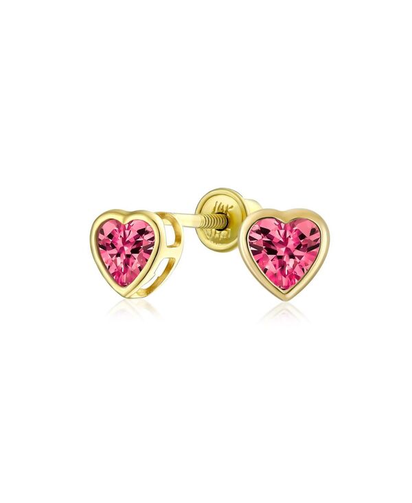 ブリング レディース アクセサリー ピアス・イヤリング ミニ Bling Jewelry Romantic Love Tiny Mini Cubic Zirconia Clear CZ Heart Stud Earrings 14K Yellow Red レッド|ReVida 店