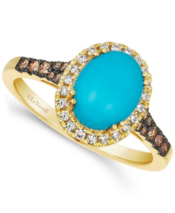 ル ヴァン レディース アクセサリー リング Le Vian Robins Egg Blue Turquoise (2 ct.w.) andiamond (1/3 ct.w.) Halo Ring in 14k Rose Yellow Gold イエロー