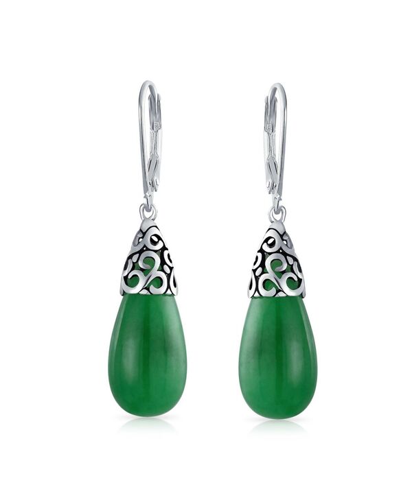 ブリング レディース アクセサリー ピアス・イヤリング Bling Jewelry Boho Long Elongated Teardrop Filigree Lever Back Danglearringsterlingreen jade グリーン