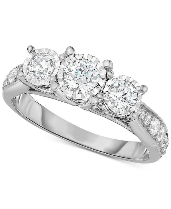 トゥルーミラクル レディース アクセサリー リング TruMiracle Diamond Three Stonengagement Ring (1 ct.w.) in 14k White Gold ホワイト
