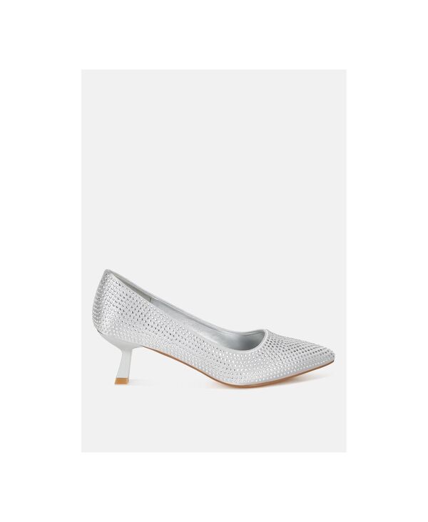 ロンドンラグ レディース シューズ サンダル ヒール London Rag Womens Dinah Rhinestones Embellished Kitten Heel Pumpsilver シルバー