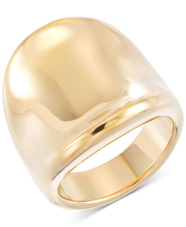 シグネチャー ゴールド レディース アクセサリー リング Signature Gold Polished Concave Wide Ring in 14k Gold Overesin Gold Plated ゴールド