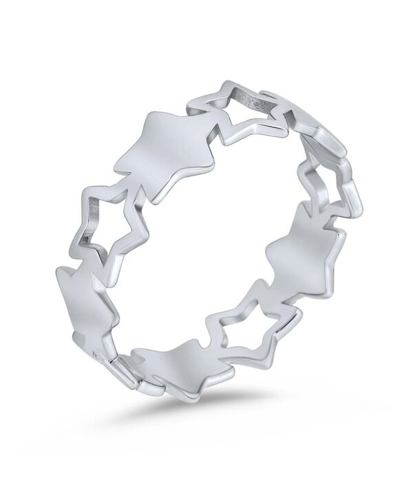 ブリング レディース アクセサリー Bling Jewelry Silvering: Stacking Patriotic USA Star Eternity Band in Sterling Silver white ホワイト