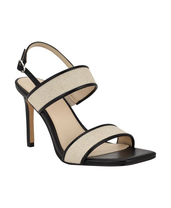 カルバンクライン レディース シューズ サンダル Calvin Klein Amour Double Band Slingback Stiletto Sandals Natural/Black ブラック