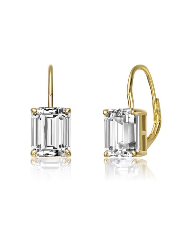 ジュネヴィヴェ レディース アクセサリー ピアス・イヤリング Genevive Sterling Silver 14K Gold Plated with Clear Cubic Zirconia Leverback Earrings Gold ゴールド