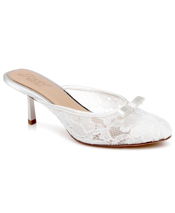 ジュウェルダグレイミシュカ レディース シューズ スリッポン・ローファー Jewel Badgley Mischka Women's Elliott Slip-On Evening Mule Ivory Satin アイボリー｜ReVida 店