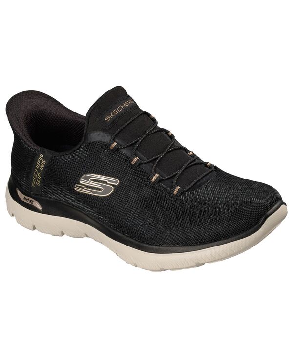 スケッチャーズ レディース シューズ スニーカー Skechers Women'slip-Ins: Arch Fit Summits - Luxe Leopard Casual Sneakers from Finish Line Black Gold ブラック