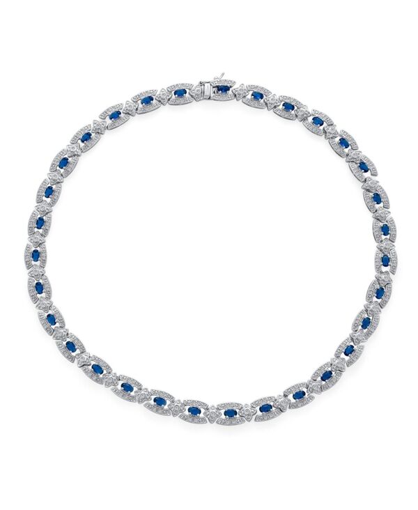 ブリング レディース アクセサリー ネックレス・チョーカー・ペンダントトップ レース Bling Jewelry Art Deco Style Royal Blue Sapphire CZ Cubic Zirconia Cocktail Statement Collar Necklace Light blue ブルー 28,712円