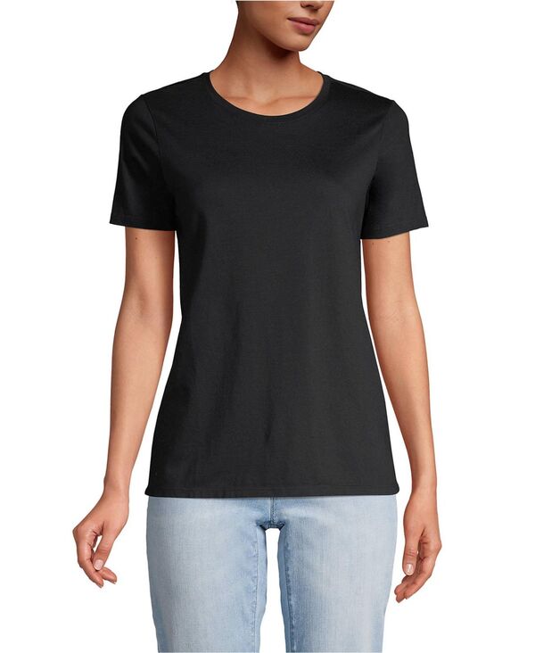 ランズエンド レディース トップス シャツ クルーネック コットン Lands' End Women's Relaxed Supima Cotton Crew Neck T-Shirt Black ブラック