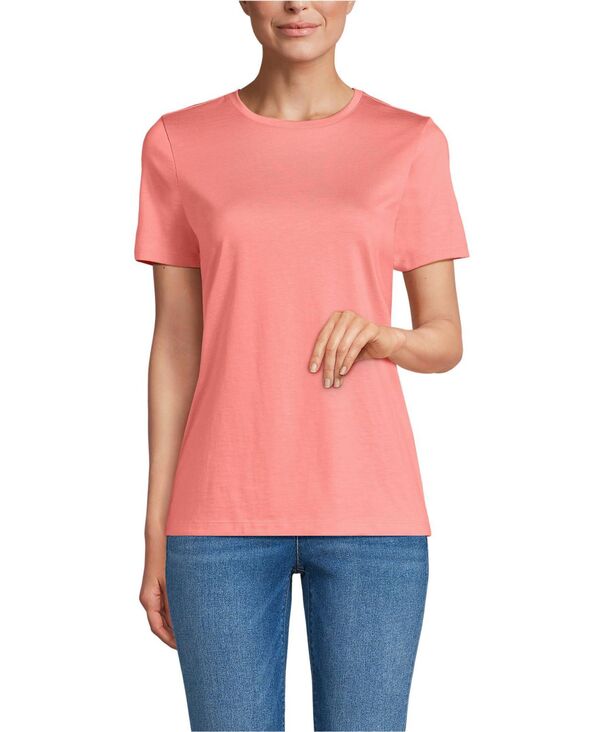 ランズエンド レディース トップス シャツ クルーネック コットン Lands' End Women's Relaxed Supima Cotton Crew Neck T-Shirt Coral clay コーラル