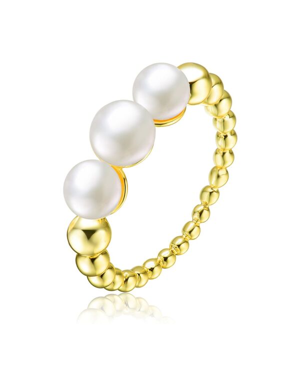 ジュネヴィヴェ レディース アクセサリー リング Genevive Sterling Silver 14K Gold Plated and 4.5MM 3 Fresh Water Pearls Ringold ゴールド
