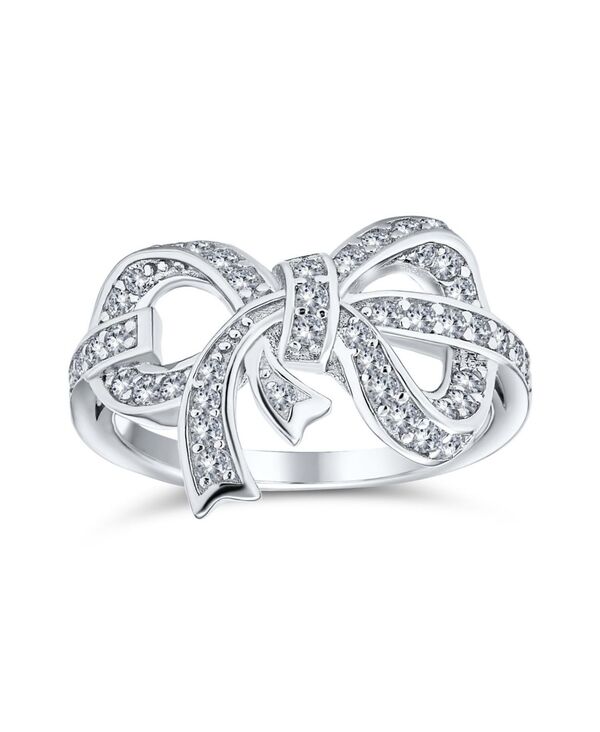 ブリング レディース アクセサリー Bling Jewelry Holiday Party Cubic Zirconia Pave CZ Ribbon Band Bow Ring Sterling Silver シルバー