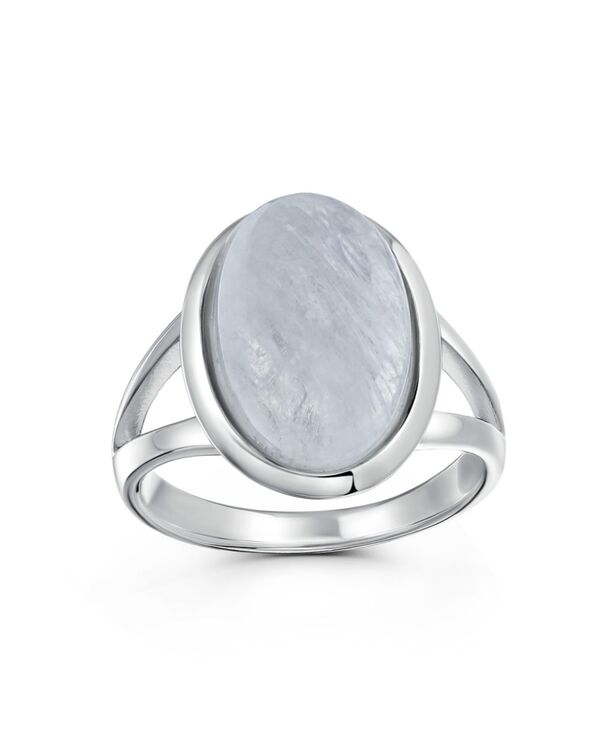 ブリング レディース アクセサリー Bling Jewelry Simple Large Oval Cabochon Bezel Split Shank Statement Ring Women Sterling White ホワイト