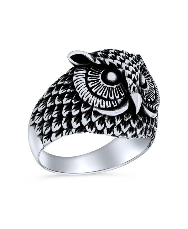 ブリング レディース アクセサリー Bling Jewelry Protection Wise Owl Bird Band Ring Oxidized .925 Sterlingrey グレー