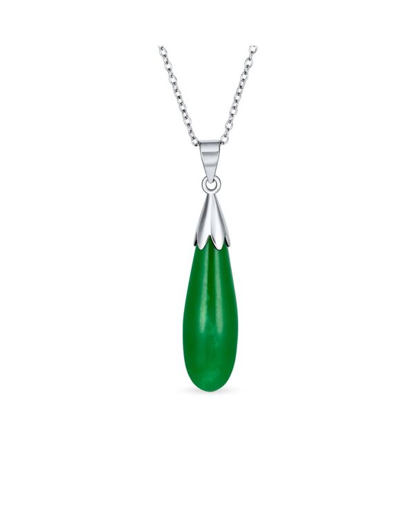 ブリング レディース アクセサリー ネックレス・チョーカー・ペンダントトップ レース Bling Jewelry Elongated Teardrop Natural Stone Pendant Necklace in Sterling Silver green グリーン
