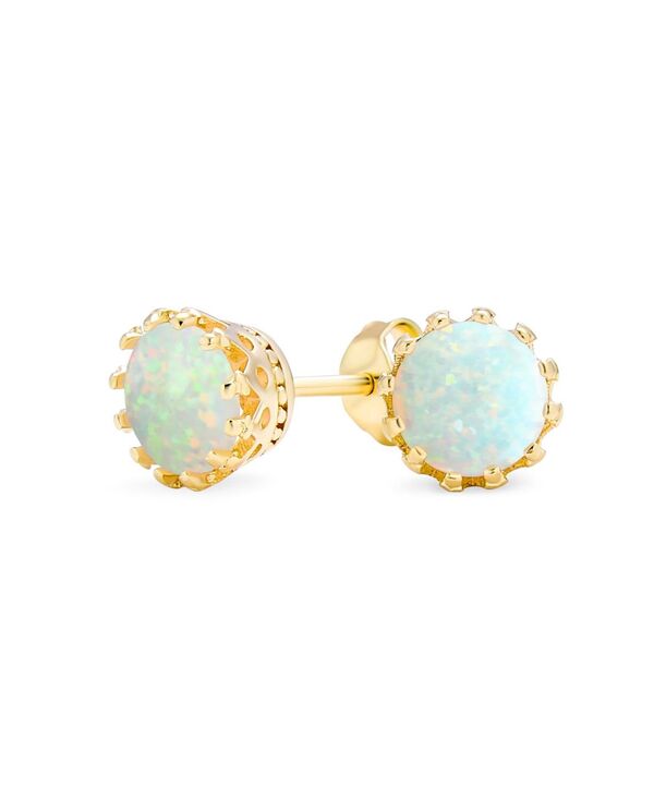 ブリング レディース アクセサリー ピアス・イヤリング Bling Jewelry Crown Set Opal Solitaire Stud Earrings in Rose Gold Plated Sterling Silver 6MM Gold-tone ゴールド｜ReVida 店