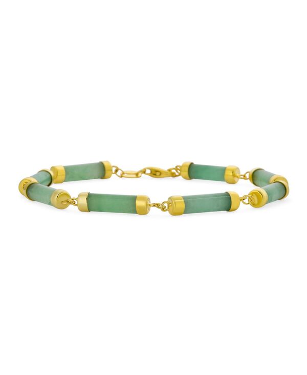 ブリング レディース アクセサリー ブレスレット・バングル・アンクレット Bling Jewelry Asian Style Fine Jewelry Tube Bar Link Strand Greenatural Jade Bracelet Gold Plated Sterling Light green グリーン