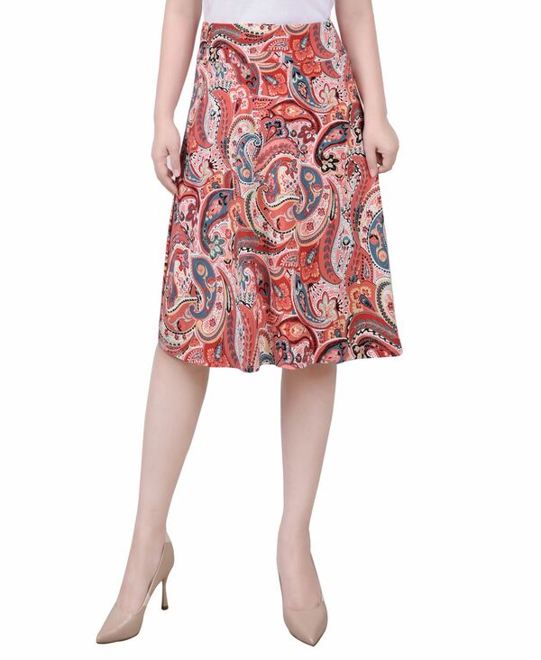 ニューヨークコレクション レディース ボトムスカート ひざ丈 プチ NY Collection Petite Wide Waisted Knee Length Skirt Coral Moni コーラル
